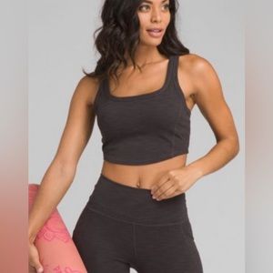 Prana Becksa Bralette Ribbed Sports Bra Black Heather Sz L